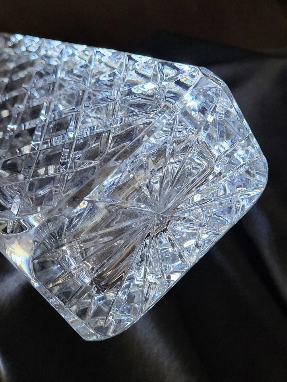 Vintage Brilliant Cut Crystal Vase | Architectural Rectangular Design - Picture 7 of 7